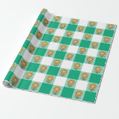 Green Gingham and Yellow Sunflowers Cadeaupapier (Uitgerold)