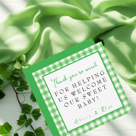 Green Gingham Arbeid & Levering NICU Ziekenhuis Bedankkaart