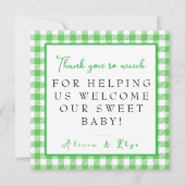 Green Gingham Arbeid & Levering NICU Ziekenhuis Bedankkaart (Voorkant)