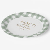 Green Gingham Baby-Q Circular Plate 2 Papieren Bordje (Gekanteld)