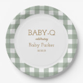 Green Gingham Baby-Q Circular Plate 2 Papieren Bordje (Voorkant)