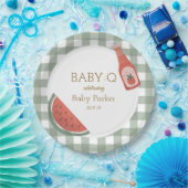 Green Gingham Baby-Q Circular Plate Papieren Bordje (Feest)
