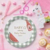 Green Gingham Baby-Q Circular Plate Papieren Bordje (Feest)