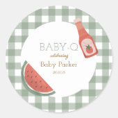 Green Gingham Baby-Q Circular Sticker (Voorkant)