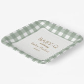 Green Gingham Baby-Q Square Plate 2 Papieren Bordje (Gebogen)