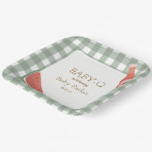 Green Gingham Baby-Q Square Plate Papieren Bordje (Gebogen)