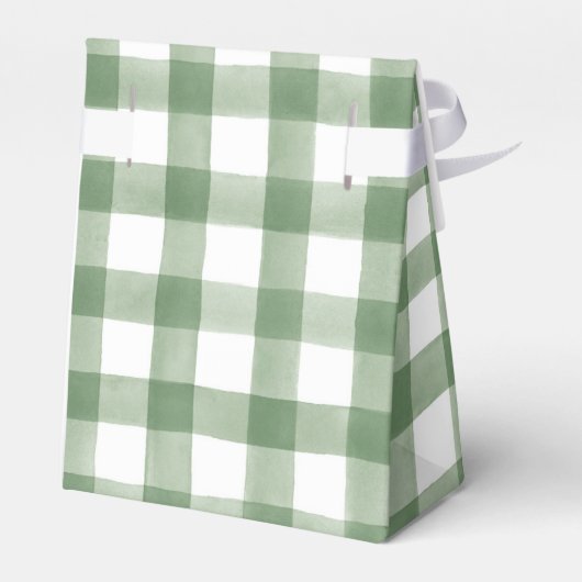 Green Gingham Baby shower Bedankdoosjes (Achterkant)