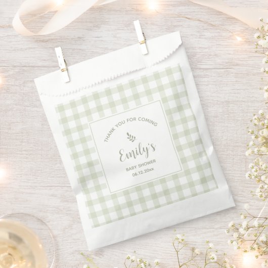 Green Gingham Baby shower Bedankt voor je komst Bedankzakje (Geknipt)