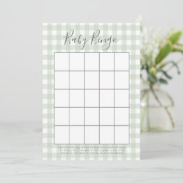 Green Gingham Baby shower Bingo Kaarten