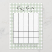 Green Gingham Baby shower Bingo Kaarten (Voorkant)