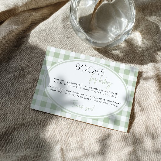 Green Gingham Baby Shower Enclosure Card Informatiekaartje