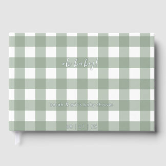 Green Gingham Baby Shower Guest Book Gastenboek