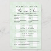 Green Gingham Baby shower kent het mama-to-be-spel (Voorkant / Achterkant)