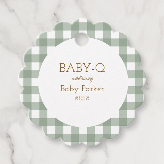 Green Gingham Baby shower voorkeursmerk Bedankjes Labels (Voorkant)