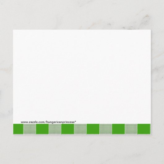 Green Gingham BBQ Invite Uitnodiging Briefkaart (Achterkant)