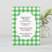 Green Gingham - bbq partij uitnodigingen - CUSTOM (Staand voorkant)