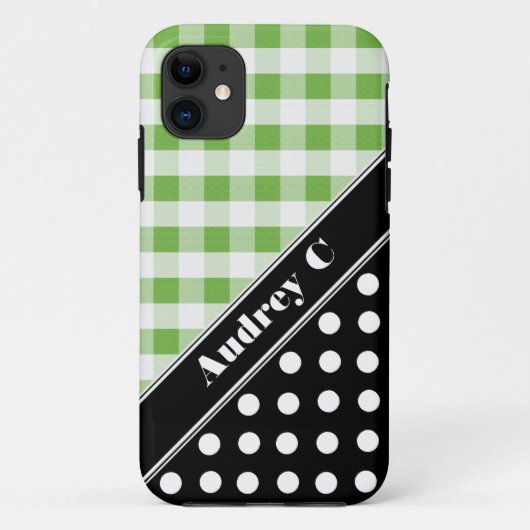 Green Gingham Black Polka Dot iPhone 5 Hoesje (Achterkant)