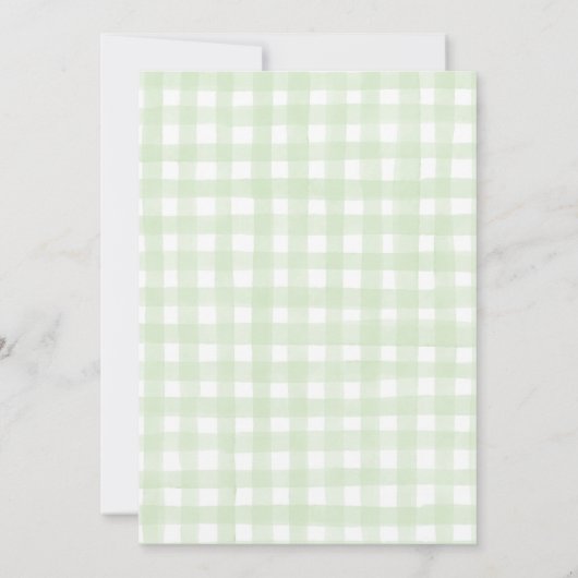 Green Gingham Blue Bows  Baby shower Kaart (Achterkant)