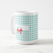 Green Gingham Bow Mok (Voorkant links)