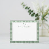 Green Gingham Boy Gepersonaliseerde Nursery Note K Aankondiging (Staand voorkant)