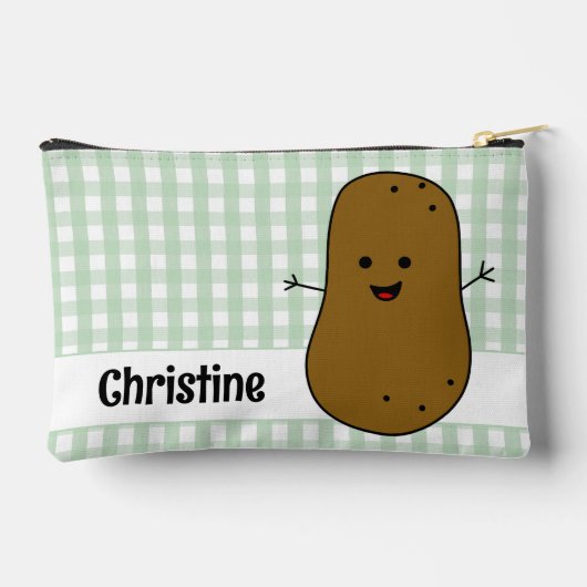 Green Gingham Brown Aardappel Custom Etui (Achterkant)