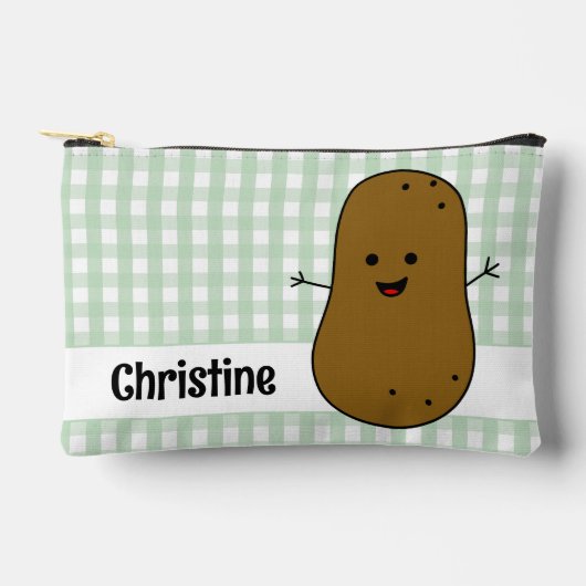 Green Gingham Brown Aardappel Custom Etui (Voorkant)