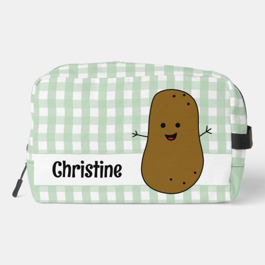 Green Gingham Brown Aardappel Custom Toilettasje (Achterkant)