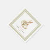 Green Gingham  Bunny Baby shower Servet (Hoek)