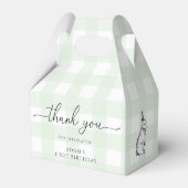 Green Gingham Bunny Birthday Dank je wel Bedankdoosjes (Achterkant)