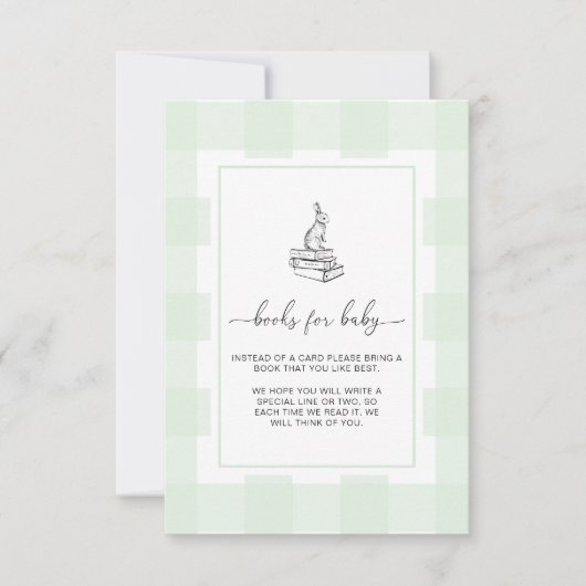 Green Gingham Bunny Books Request Insert Kaart (Voorkant)