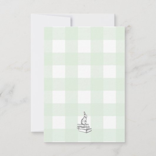 Green Gingham Bunny Books Request Insert Kaart (Achterkant)