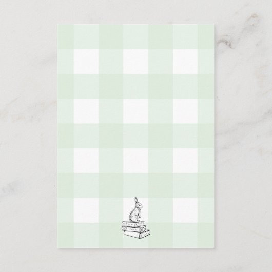 Green Gingham Bunny Books Request Insert Kaart (Achterkant)