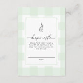 Green Gingham Bunny Diaper Raffle Ticket Enclosure Informatiekaartje (Voorkant)