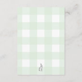 Green Gingham Bunny Diaper Raffle Ticket Enclosure Informatiekaartje (Achterkant)