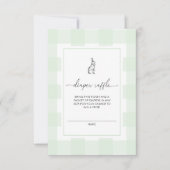 Green Gingham Bunny Diaper Raffle Ticket Kaart (Voorkant)