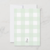 Green Gingham Bunny Diaper Raffle Ticket Kaart (Achterkant)
