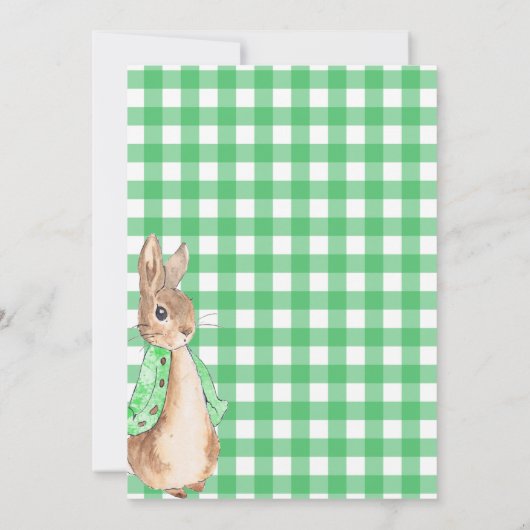 Green Gingham Bunny Rabbit Baby shower Kaart (Achterkant)