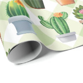 Green Gingham Cactus Pattern Cadeaupapier (Rol Hoek)