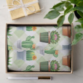 Green Gingham Cactus Pattern Tissuepapier (Geschenk)