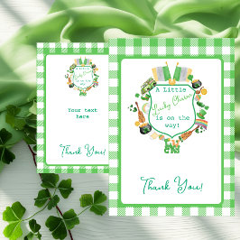Green Gingham Charm Baby shower Bedankt kaarten