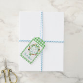 Green Gingham Charm Baby shower Dank u Cadeaulabel (Met Touw)