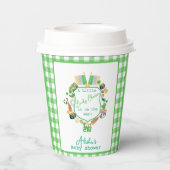 Green Gingham Charm Baby shower Papieren Bekers (Achterkant)