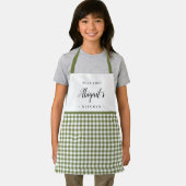 Green gingham check child personalized cooking schort (Insitu)