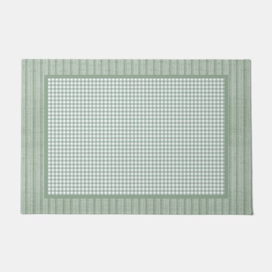 Green Gingham Check en Stripes Keuken Deurmat (Voorkant)
