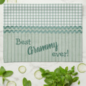 Green Gingham Check en Stripes Keukenhanddoeken (Gevouwen)