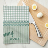 Green Gingham Check en Stripes Keukenhanddoeken (Quarter Fold)