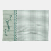 Green Gingham Check en Stripes Keukenhanddoeken (Horizontaal)