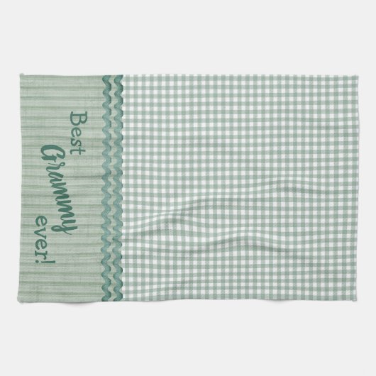 Green Gingham Check en Stripes Keukenhanddoeken (Horizontaal)