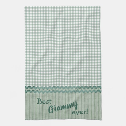 Green Gingham Check en Stripes Keukenhanddoeken (Verticaal)