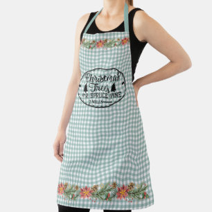 Green Gingham Check - kerstbomen - Land Schort